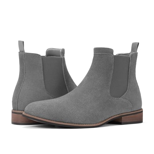 Rollda Mens Chelsea Boots, Suede Casual Ankle Boots, Dress Boots Elastic Slip on Boots for Men