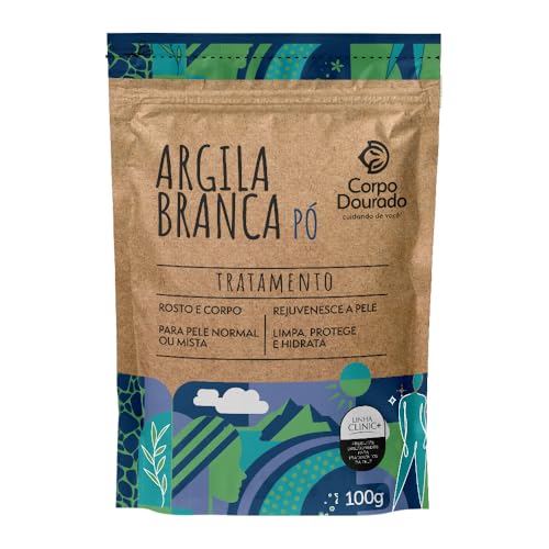 Corpo Dourado Argila Branca em Pó | Clareamento e suavização da pele | 100g