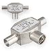 Produktbild HB-DIGITAL TV-Verteiler für Kabel- DVB-C + Terrestrischen-Empfang DVB-T2 TV-Splitter 2-Wege-Splitter T-Adapter Metallgehäuse TV Antenne 1x Eingang IEC-Buchse weiblich 2X Ausgang IEC-Stecker männlich