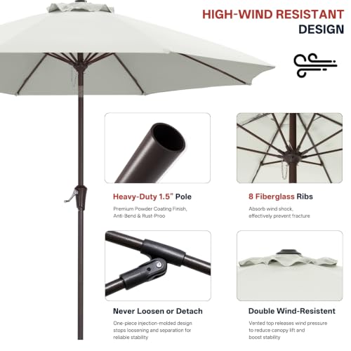 Image of ABCCANOPY 11FT Patio Umbrella, Outdoor Waterproof Table Umbrella with Push Button Tilt and Crank, 8 Ribs UV Protection Pool Umbrella for Garden, Lawn, Deck & Backyard (Beige)