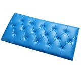 HLTQL Cuscino da Parete Ecopelle、Pannelli Morbidi da Parete、Pannelli Decorativi per Pareti 3D Imbottiti、Adesivi da Parete 3D Anti-Collisione(#Blue)