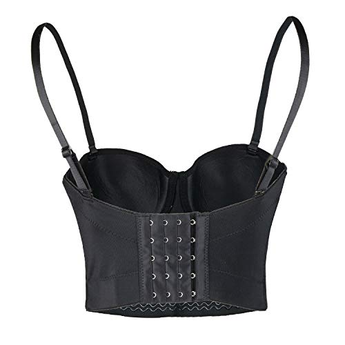 ELLACCI Women's Sexy Rhinestone Bustier Crop Top Club Party Glitter Corset Top Bra Black Multicolor Medium - Image 4