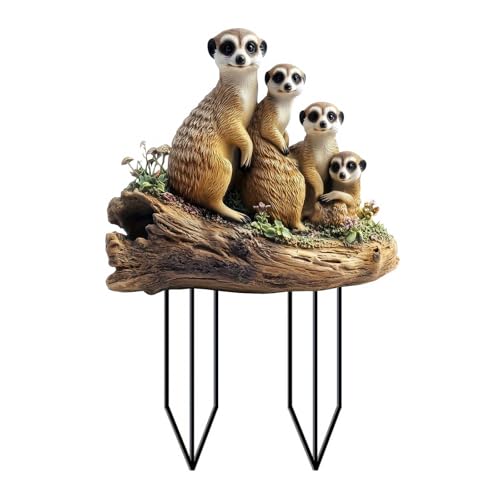 ikasus Meerkats Family Christmas Decorations - Meerkat Clan Statue - Merry Holiday Porch Greeter Meerkat Statue - Acrylic Garden Stake Outdoor Decor Garden Lawn Yard Courtyard Decoration