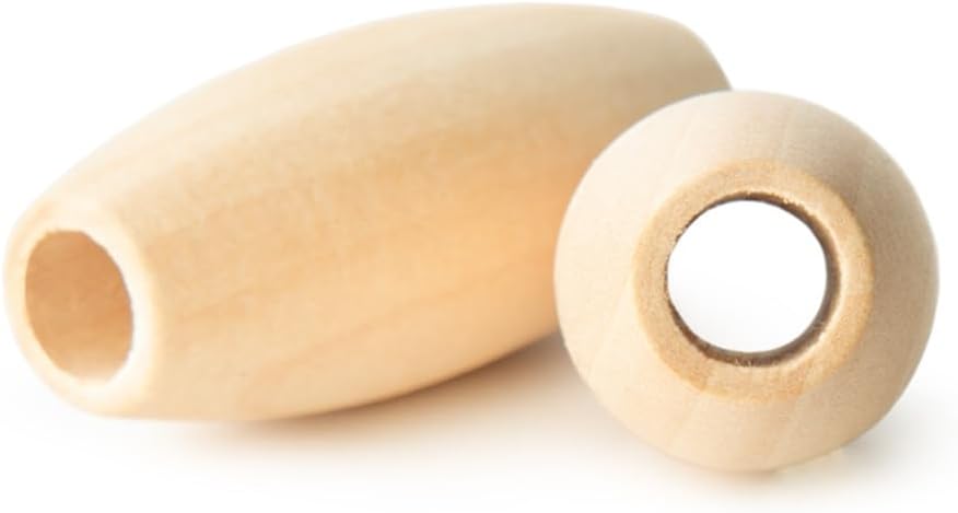 500 Pcs, 7/8" X 2" Oval Wood Beads W/ 3/8" Hole