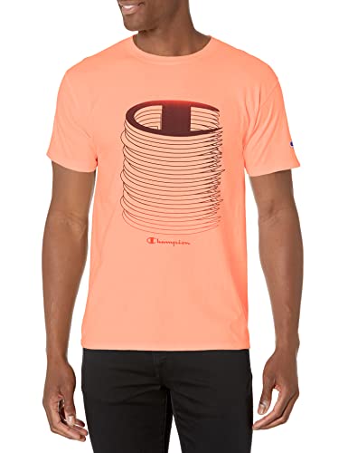 T-Shirt Champion Vintage Homme Coton Melon Délavé XL Coupe Confortable Logo C