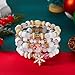 WCRAZYE Christmas Bracelets for Women Red Green Snowflake Santa Claus Christmas Tree Festive Beaded Bracelets Stackable Stretch Friendship Bracelets (White)