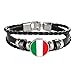 Italie Drapeau tressé Bracelet chaîne en Cuir Cristal Bracelet Souvenir, Mode Bracelet Fait à la Main pour Homme et Cadeau de Jour spécial Femme