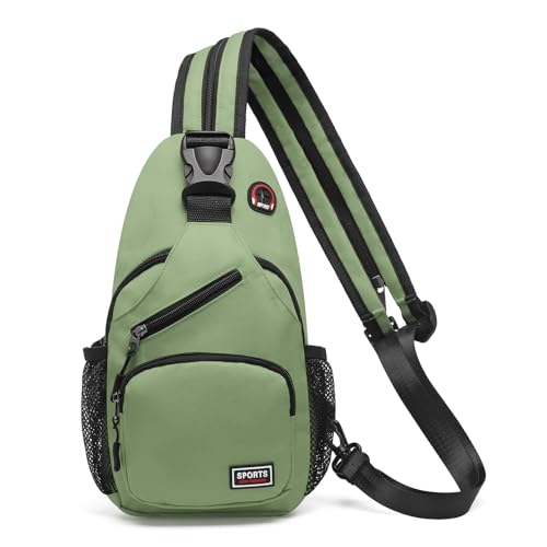 SUIKIHUM Convertible Sling Bags for Women Men, Lightweight Crossbody Backpack Daypack Fit for 7.9" Tablet for Casual Travel Sport Hiking (Green)