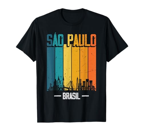 Sao Paulo Brasil Retro Vintage Sunset Skyline Sao Paulo Camiseta