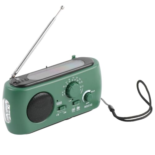 CAXUSD Radio De Emergencia Solar Portátil con Linterna Y Cargador USB Manivela De Mano FM Am para Camping Y Supervivencia