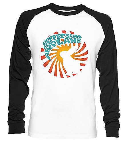 Photo de Vendax Jefferson Airplane Unisex Baseball T-Shirt Manches Longues Homme Femme Blanc Noir