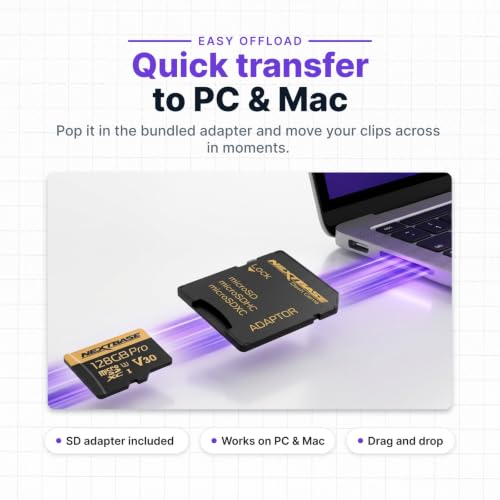 Tarjeta Micro SD 128GB Nextbase Serie 2 U3 con adaptador de memoria clase 10 6