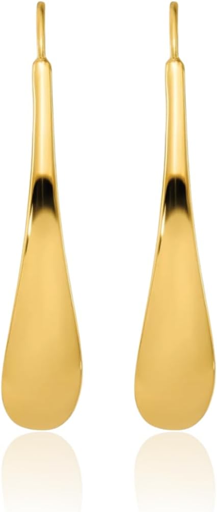 IceCarats 14K Yellow Gold Medium Threader Drop Earrings 34.85mm 1 3/8 inch Lightweight, Polished For Her