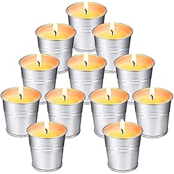 SUPERSUN Vela Citronela Exterior Regalo, Juego de Velas de Citronela, 12 * 2.0oz, 120-180 Horas, Cera de Soja 100% Natural, Velas Citronela Interior para Jardín, Camping, Viajes, Balcón, Terraza