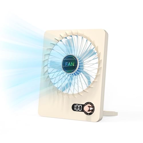 Mini Portable Fan, Silent Rechargeable Desk & Handheld with Adjustable Speeds & Angles, Long-Lasting Battery, Light Personal Wireless Cooling for Office, Bedroom, Classroom, Travel