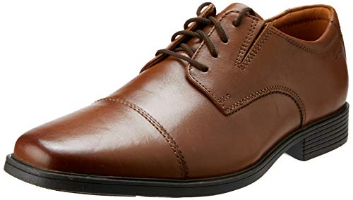 Clarks Tilden Cap, Zapatos de Cordones Derby Hombre, Marrón (Dark TanLea), 44.5 EU