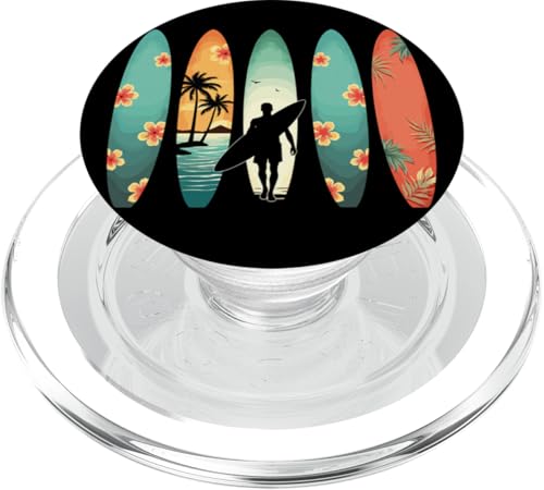 Surfeur Beach Surf Hawaiian Surfboarder Funny Surf Graphic PopSockets PopGrip pour MagSafe