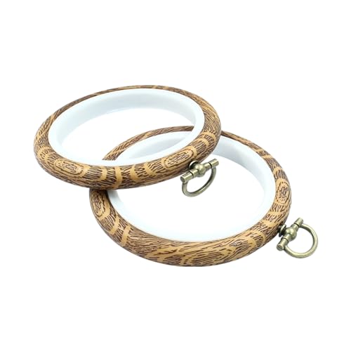 Image of Hordion 4 Pieces 3.2 Inch Embroidery Hoops, Imitated Wood Cross Stitch Hoop Ring Round Embroidery Hoop Frame for Ornaments Art Craft Sewing, ZC24012577