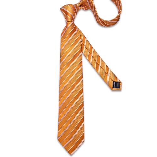 Image of DiBanGu Striped Tie Set for Men Silk Woven Plaid Necktie and Pocket Square Cufflinks Business Wedding