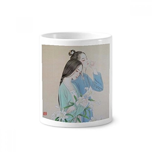 Gobelet Céramique Peinture Chinoise Lily Fleur Beauté pour Bureau et Thé