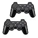 Powerextra Mando Inalámbrico PS3, 2 Pack Wireless Bluetooth Six-Axis Playstation 3 Gamepad Joystick Controlador con Doble Vibración Recargable Controller con Cable para PS3(Negro)