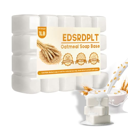 EDSRDPLT 1 lb Unscented Glycerin Soap Base Melt and Pour Soap Base for DIY Crafting Easy Cut Smooth Melt & Clean Pour (Oatmeal Milk 1 Pound)