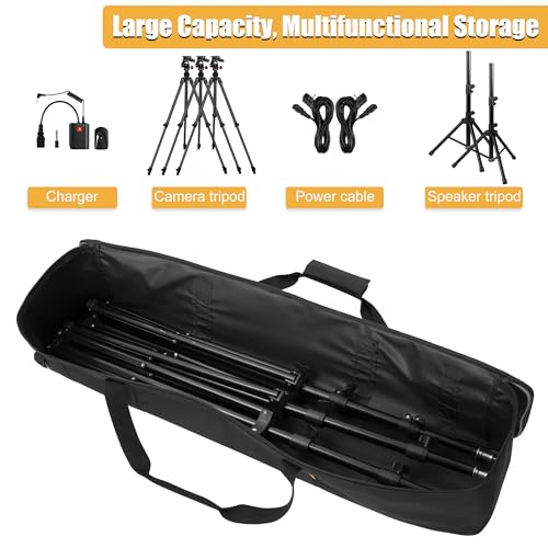 Image of Multifunctional Tripod Bag 36.5 X 7 X 7 Inches / 93 X 18 X 18 cm Heavy Duty Tripod Carrying Case with Handle for Lights, Speakers, Cameras, Booms, Microphone Stands, Black