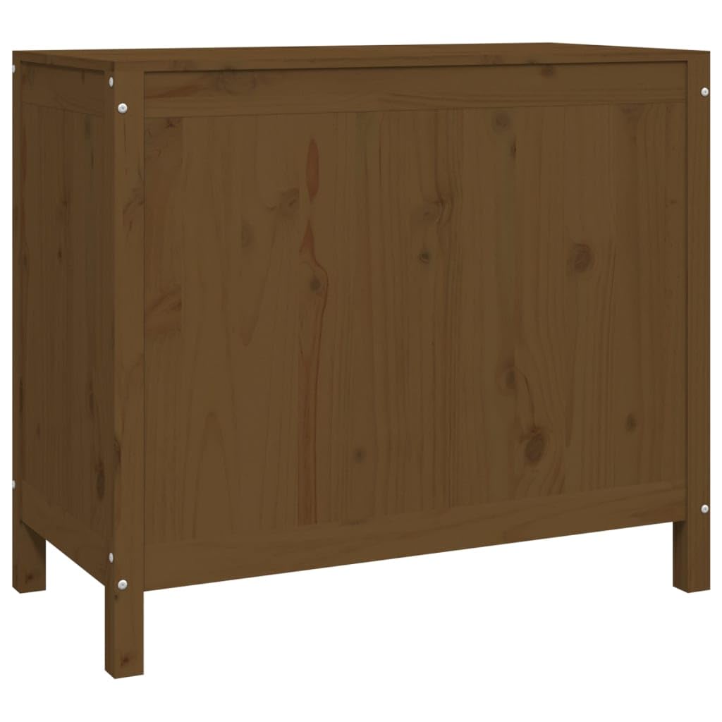 Wäschetruhe Honigbraun aus massivem Kiefernholz 88,5x44x76 cm mit Deckel und Fach, klappbar als Wäschesammler und Organizer für Badezimmer, Schlafzimmer, Waschküche, Kinderzimmer