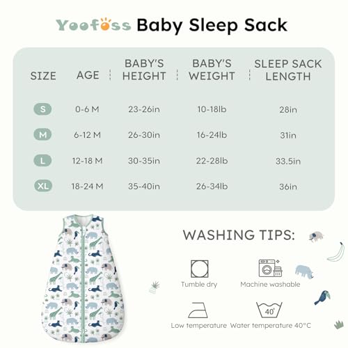 Image of Yoofoss Baby Sleep Sack 0-6 Months, 1.5 Tog Baby Wearable Blanket with 2-Way Zipper, 100% Cotton Organic Fabric Winter Infant Sleeping Sack, Warm Soft Comfy