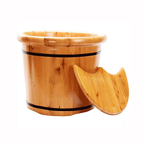 Baño de pies de madera maciza con masaje y burbujas efervescentes, barril de cedro para spa de pies miniatura 1