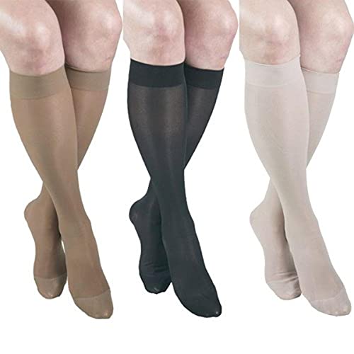 Image of GABRIALLA Sheer Graduated Compression Knee High Stockings 3 Pack (20-22 mmHg) H-160: XX-Large Mixed