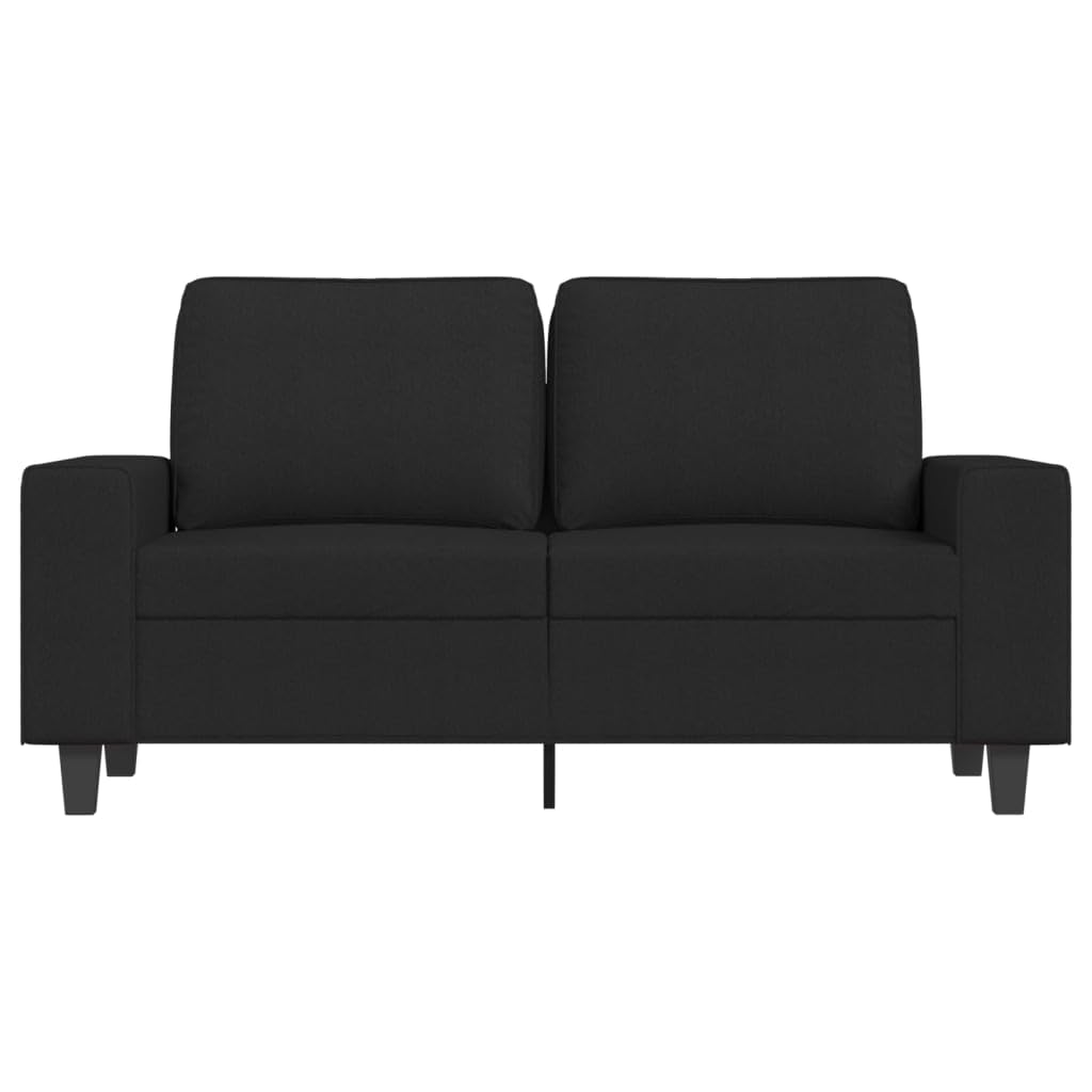 Sofá de dos plazas, color negro, 154 x 77 x 80 cm, funda de tela con estructura de metal, diseño moderno, pequeño sofá para salón, oficina, pasillo, dormitorio