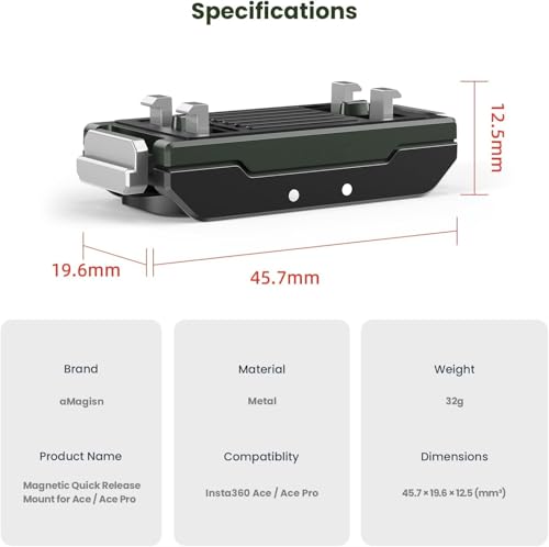 Support magnétique caméra libération rapide pour éviter les pertes de temps sur Insta360