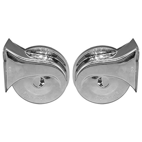 AllExtreme SHONTONE-C SHON CHROME Bike & Car Horns Super Loud Sound Air Siren (12V, Silver, 2 Pcs)