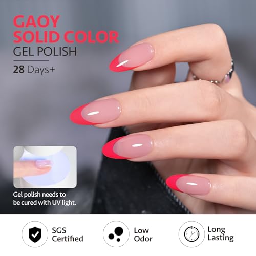Image of GAOY Red Hot Pink Gel Nail Polish Set, 6 Colors Neon Soak Off UV Light Cure Gel Polish Kit for Salon and Nail Art DIY at Home