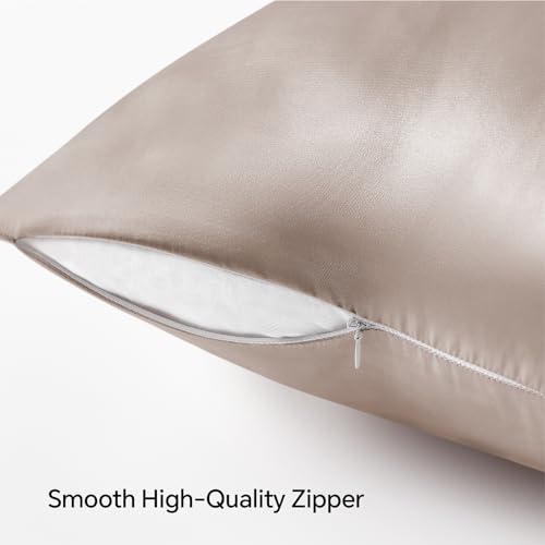 BEDELITE Satin Pillowcase with Zipper, Rose Taupe King Size Pillow Cases Set of 2, Super Soft and Cooling Similar to Silk Pillow Cases, Gift for Women Men(20x36 Inches)