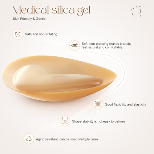 Uiheex Double Sided Sticky Bra Inserts, Reusable Push Up Adhesive Pads with Padding for Bikini, Swimsuit, Sports Bra & Strapless Dresses Beige B