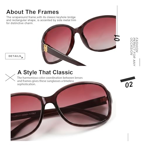 Image of SIPHEW Polarized Sunglasses for Women | UV400 Protection | Vintage Sun Glasses,Wraparound Shade,Lightweight & Comfortable,Big Sunnies eyewear,Driving,Outdoors