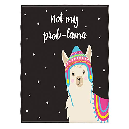 Lmorey Cartoon Llama Blankte, 60 X 80 Inches Throw Blanket Cute Llama Drawing With Lettering Soft Warm Blanket For Bed Couch Sofa Lightweight Travelling Camping Comfort Home Decoration For All Season #TOP1