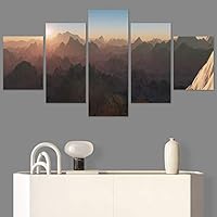 SIGNWIN 5 Panel Canvas Wall Art Modern Art Expressive Farmhouse/Country Landscape Mountain Top Multicolor Photography for Home Decorations Ready to Hang - 60
