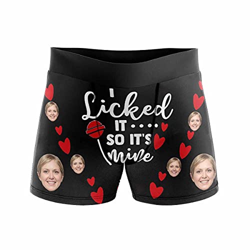 Custom Men's Print Boxer Briefs Underwear With Wife's Face Valentine's Day Gifts