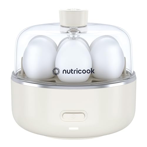 Nutricook Egg Cooker 7 Eggs Capacity Egg Cooker for Boiled Poached Scrambled Eggs & Omelettes Buzzer Indicator Precision Cooking Includes accessories EC207ME-S Beige 2-Year Limited Warranty