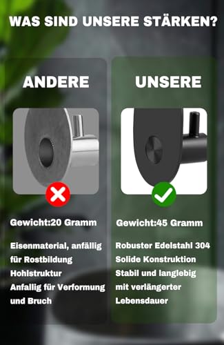 Poprkdre Handtuchhalter ohne Bohren 6er-Pack, Edelstahl 304 selbstklebende Haken aus Edelstahl, verbesserte starke selbstklebende Haken für Badezimmer, Toilette, Küche usw., rostfrei, (schwarz)