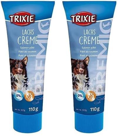 TRIXIE Hundeleckerli Premio Hunde-Lachscreme 110g - Premium Leckerlis für Hunde glutenfrei - ohne Getreide & Zucker, schmackhafte Belohnung für Training & Zuhause - 3178-1 (Packung mit 2)