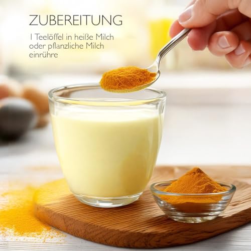 EWL Naturprodukte BIO Goldene Milch 275 g, Golden Milk mit Kurkuma, Ingwer, Ashwagandha, Ceylon Zimt, Ceylon Pfeffer und Kokosblütenzucker