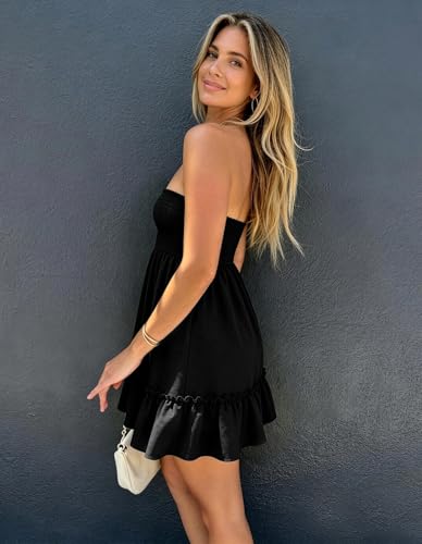 Image of EG CHRIS G Summer Dresses for Women Strapless Tube Top Mini Dresses Beach Boho Sundress 2025