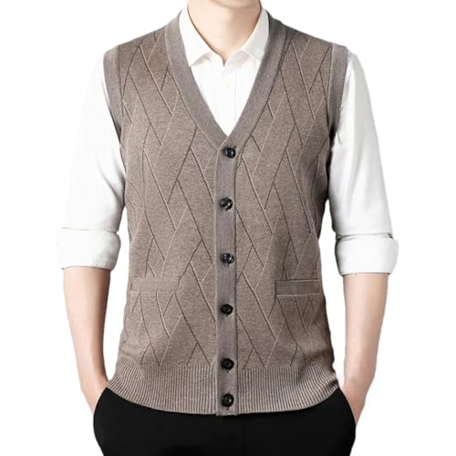 Men's Thickened Knitted Sweater Vest Sleeveless Fall Winter Cardigan Style Casual Warm Waistcoat
