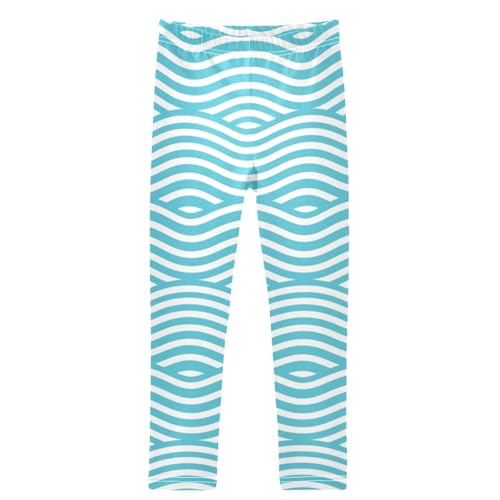 Girls' Leggings Ankle Length Printed Leggings Geometric Blue Wave Soft Comfortable Pants for Kids 4-10 Years