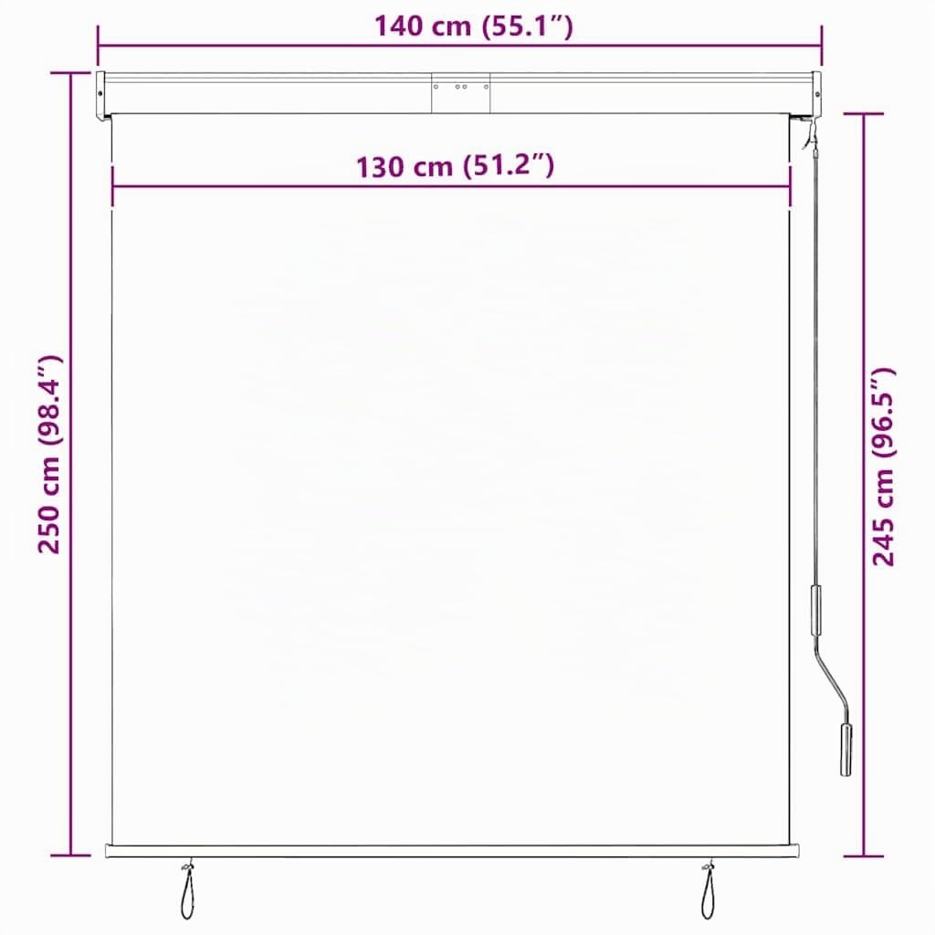 vidaXL Store Roulant d'Extérieur Auvent Rétractable Vertical Balcon Jardin Pergola Terrasse Patio Blocage des UV et de la Chaleur 140x250 cm Crème