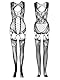 Mingnos Bodystockings für Damen Sexy Catsuit Ouvert Dessous Reizwäsche Ärmellos Unterwäsche Netz Strumpfhose Netzstrümpfe Rave Outfit Schwarz